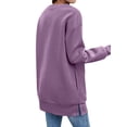 thumbnail image 5 of HUBERY Women Round Neck Long Sleeve Solid Color Sweatshirt With Pockets, 5 of 5