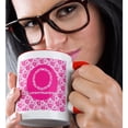 thumbnail image 2 of 3drose, Hoy Pink Girly Floral Monogram Letter O, 15oz Two-tone Red Mug, 2 of 6