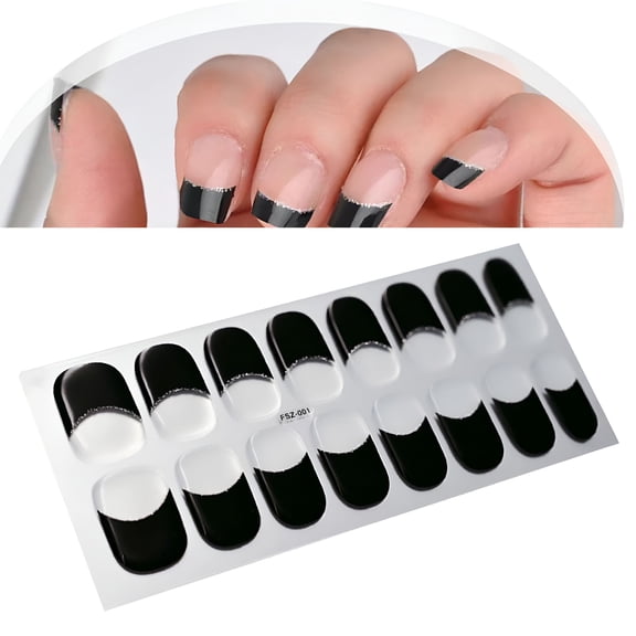 RAGUPEL 2026 New Semi Cured Gel Nail Strips Nail Art Wraps for Nail Decoration Stickers Gel Nail Wrap Stickers Decals for Home, Salon, Party, Gift Black