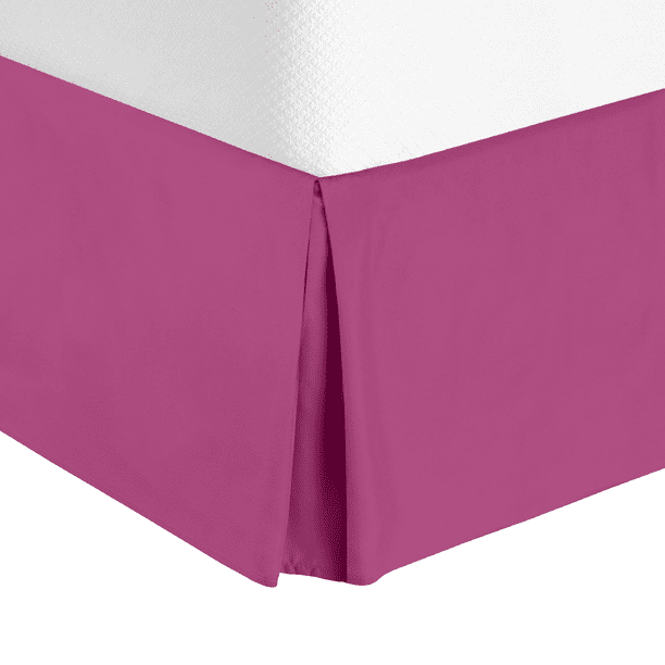 14" Tailored Pleated Bed Skirt Dust Ruffle, Twin XL, Magenta, by Clara