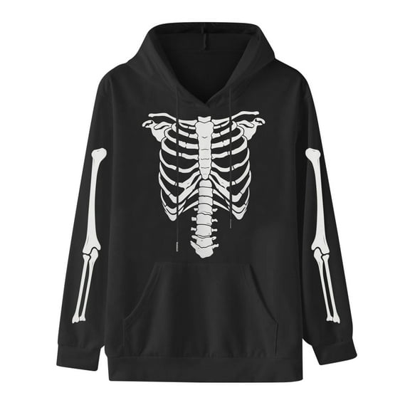 kamemir Halloween Mens Zip Up Hoodie Skeleton Graphic Print Oversized Long Sleeve Jacket Teens Preppy Loose Casual Pullover(Black,4XL)