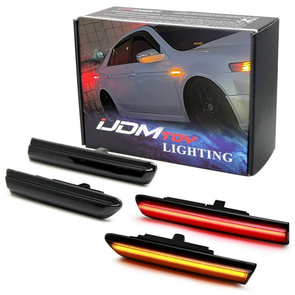 Smoked Lens Amber/Red Full LED Side Marker Light Kit For 2004-2008 Acura TL, Powered by Total 180-SMD LED, Replace OEM Sidemarker Lamps