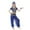 1#Blue, variant on Toddler Girls Outfits Stage Show Dancewear Mesh Crop Top & Pants Set, Sizes 3-4
