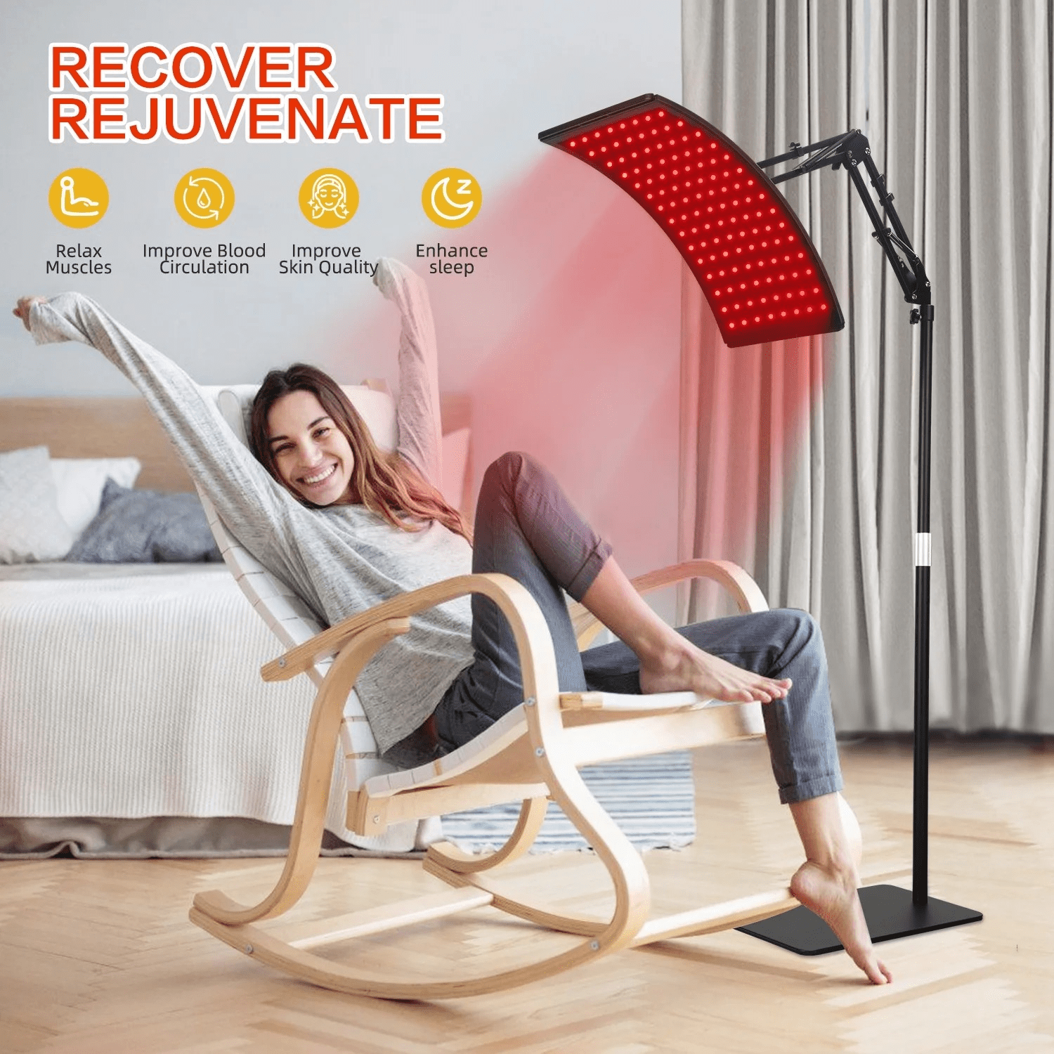 Floor-Standing Red Light Panel, Large Infrared Device for Full Body Wellness Support