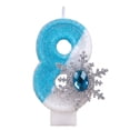thumbnail image 1 of Winter Birthday Decor, Blue Glitter Number 8 Birthday Candle With Silver Snowflake & Blue Gem, Cake Topper for Frozen / Winter Birthday Party Decorations, Snowflake & Blue Gem Number 8, 1 of 3