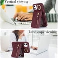 thumbnail image 4 of iPhone 12 Mini case with Card Holder, iPhone 12 Mini Phone Case Wallet for Women magsafe Compatible Wallet Detachable 2-in-1 for Men-Red Wine, 4 of 12