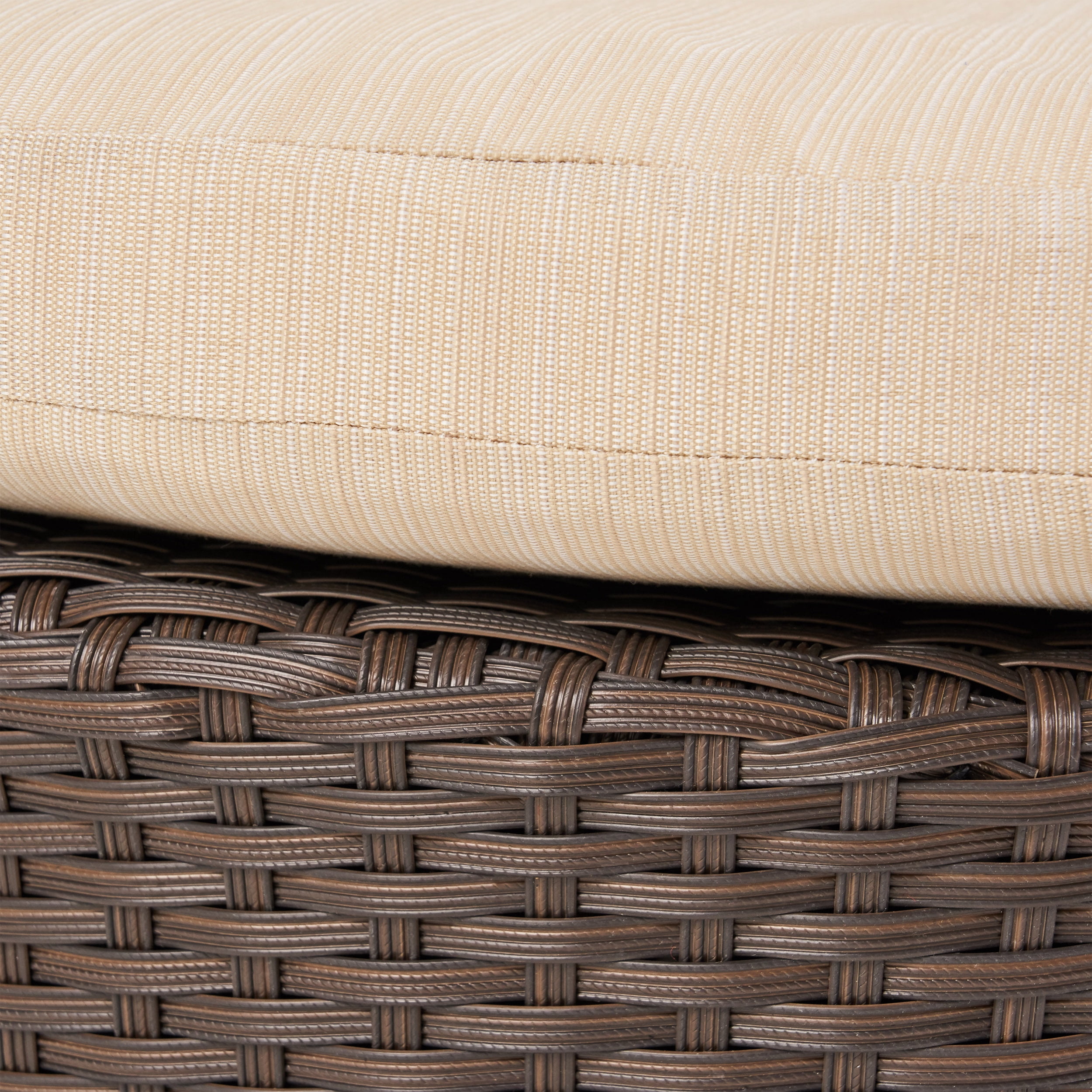 Christensen 3 Piece Outdoor Wicker Chat Set with Cushions, Brown and Beige