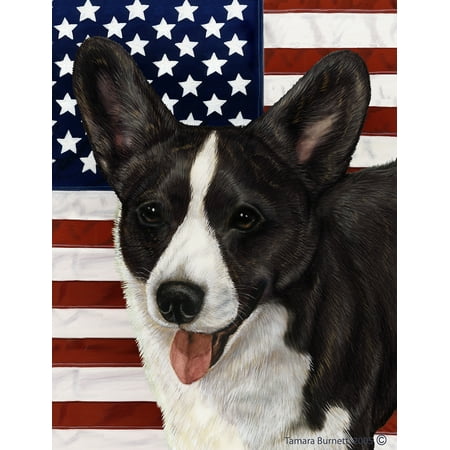 Corgi Cardigan Black Brindle - Best of Breed Patriotic II Garden Flags
