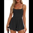 thumbnail image 2 of Mono de Verano Sin Mangas para Mujer, con Tirantes Finos y Doble Forro, Pantalones Cortos, Conjunto de una Pieza. Negro XL, 2 of 9