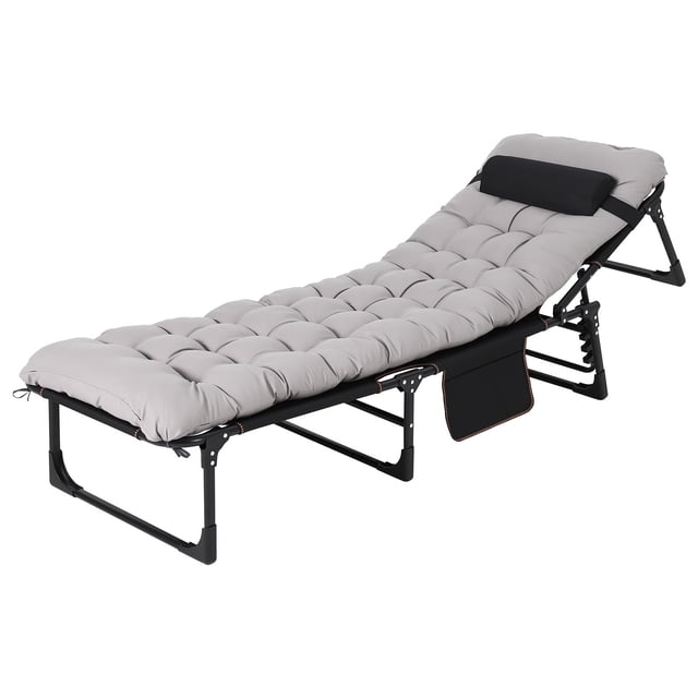 Portable Camping Cot for Adults, Heavy Duty Folding Bed with Thick Mattress Max 400LBS, Sleeping Cot for Camping, Travel, Home & Guest, Grey, 190CM