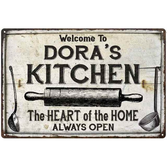DORA'S Kitchen Farmhouse Sign 8 x 12 Matte Finish Metal 108120033252