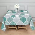 thumbnail image 3 of Green and White Geometric Quatrefoil Pattern Square Tablecloth,Waterproof Square Table Cover,Wipeable Spillproof Washable Table Cover for Home Kitchen Party Decor 60"x60"(152x152cm), 3 of 6