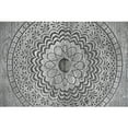 thumbnail image 3 of 39 Inch Handcrafted Accent Cabinet with 2 Doors, Medallion Engraved, Sandblasted Gray Mango Wood, Black Iron Framed, 3 of 8