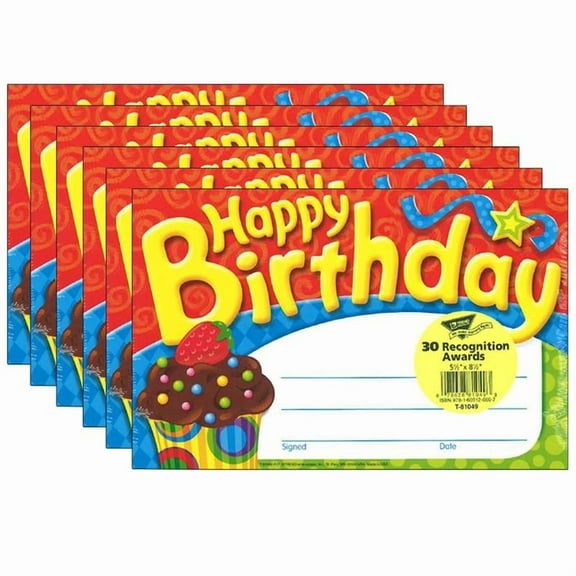 TREND Happy Birthday The Bake Shop Recognition Awards, 30 Per Pack, 6 Packs