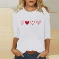thumbnail image 2 of ABATAB Plus Size Valentine's Day Womens 3/4 Length Sleeve Shirts Crewneck Neck Love Heart Print T Shirts Casual Gift Tops, 2 of 5