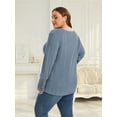 thumbnail image 5 of TEMOFON Plus Size Tops for Womens Long Sleeve Lightweight Sweaters Crew Neck Fall Tunic Tops Casual Loose Button Shirts 2XL, 5 of 7