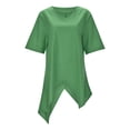 thumbnail image 4 of TSADFHJI Chandails en Molleton Femmes Manches Longues Grande Taille Mode Femmes Grande Taille Irrégulier Décontracté Lin Manches Longues Col Rond Blouse TG Vert, 4 of 8