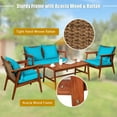 thumbnail image 3 of Barara King Outdoor Collection Set, Patio Conversation Table Chair Set, 4 Piece Acacia Wood Patio Rattan Furniture Set-Turquoise, 3 of 5