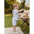 thumbnail image 3 of BemeyourBBs 2Pcs Toddler Baby Boy Shark Raccoon Costume Summer Clothes Kids Halloween Animal Outfits Short Sleeve Cute Animal Hooded Hoodie Shirt Tops and Elastic Waist Pockets Shorts Set, 3 of 8