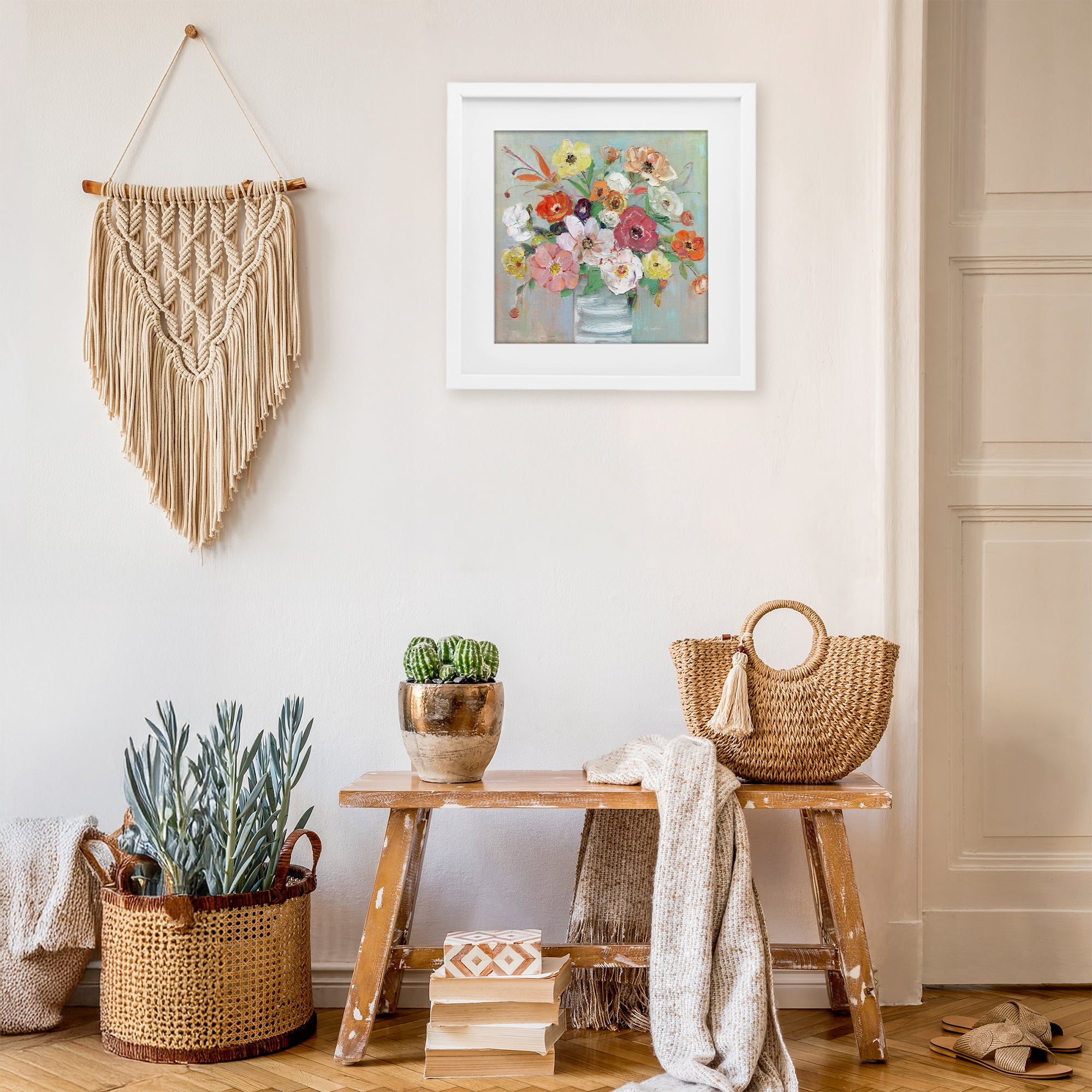 Stupell Industries Energetic Blossom Bouquet White Framed Print Under Glass, design by Sally Swatland