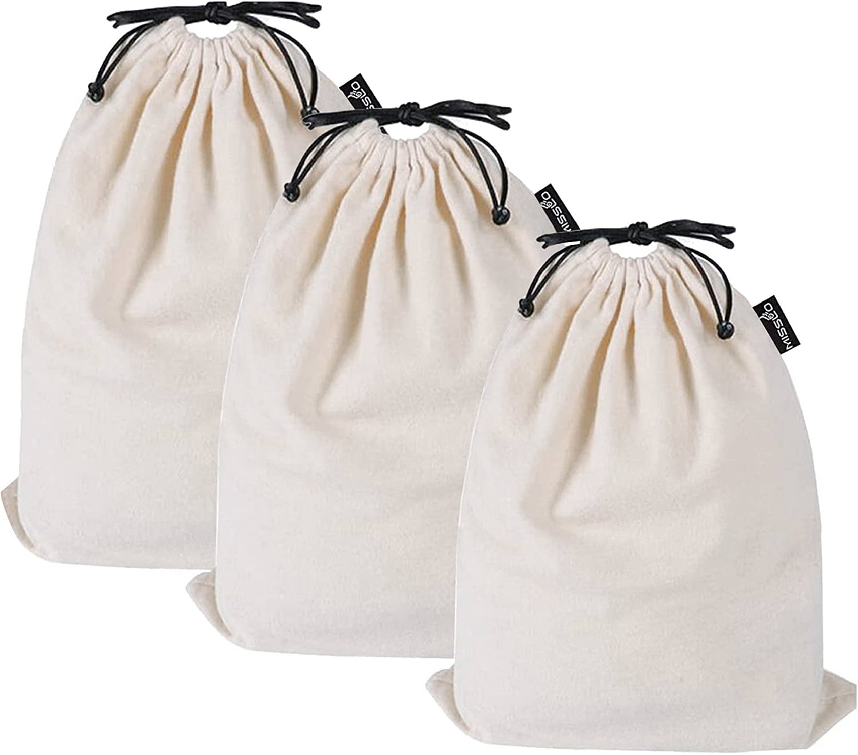 MOT Global Cotton Drawstring Dust Cover Pouch Bag for Handbags Purses Shoes Boots Storage White, 3 Medium 