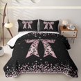 thumbnail image 2 of Manfei Cheetah Print Bowknot Twin Quilt Set for Girls Women,Bling Crystal Sequins Twin Coverlet Set, 2 of 7