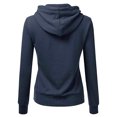thumbnail image 5 of Floleo Clearance Womens Tops Long Sleeve Shirts Fall Clearance Women Ladies Solid Hooded Pocket Long Sleeve Sweatshirt Pullover Tops Shirt Navy, 5 of 7
