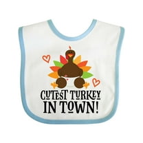 Inktastic Thanksgiving Cutest Turkey in Town Boys or Girls Baby Bib