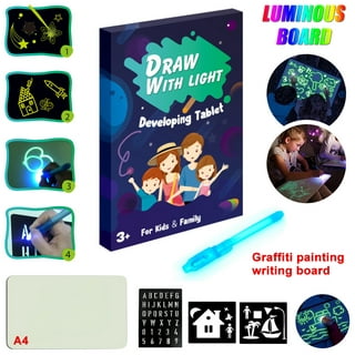 Lnkoo Light Drawing Board for Kids, A4 Light Drawing Pad Draw with Light, Magic Pad Light Up Drawing Pad for Kids with Magic Pens, Writing Board
