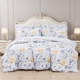 thumbnail image 1 of Floral Printed Queen Comforter Set with Sheets Lightweight Piece Bed in A Bag Comforter Set Vintage Yellow and Grey Flower Pattern Farmhouse Bedding Set, 1 of 8