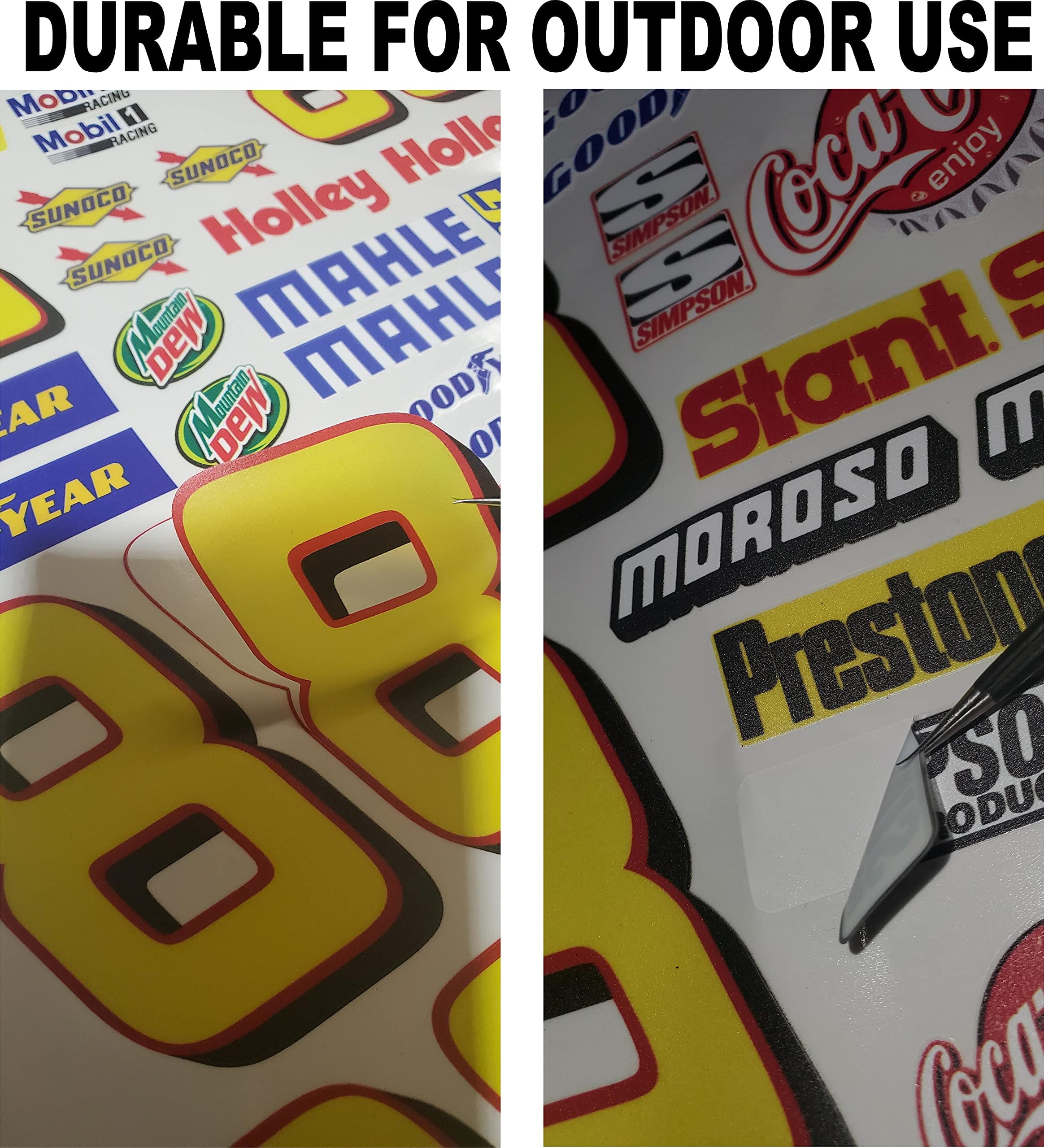 Clear Vinyl R/C Racing Sponsor Sticker Gang Sheet 15-1/4-1/5 � 1/6th Scale Model Decal Sticker Sheet Radio Control Lexan Body � Die-Cut to Shape - Peel & Stick � Water Slide - Bull - Drinks