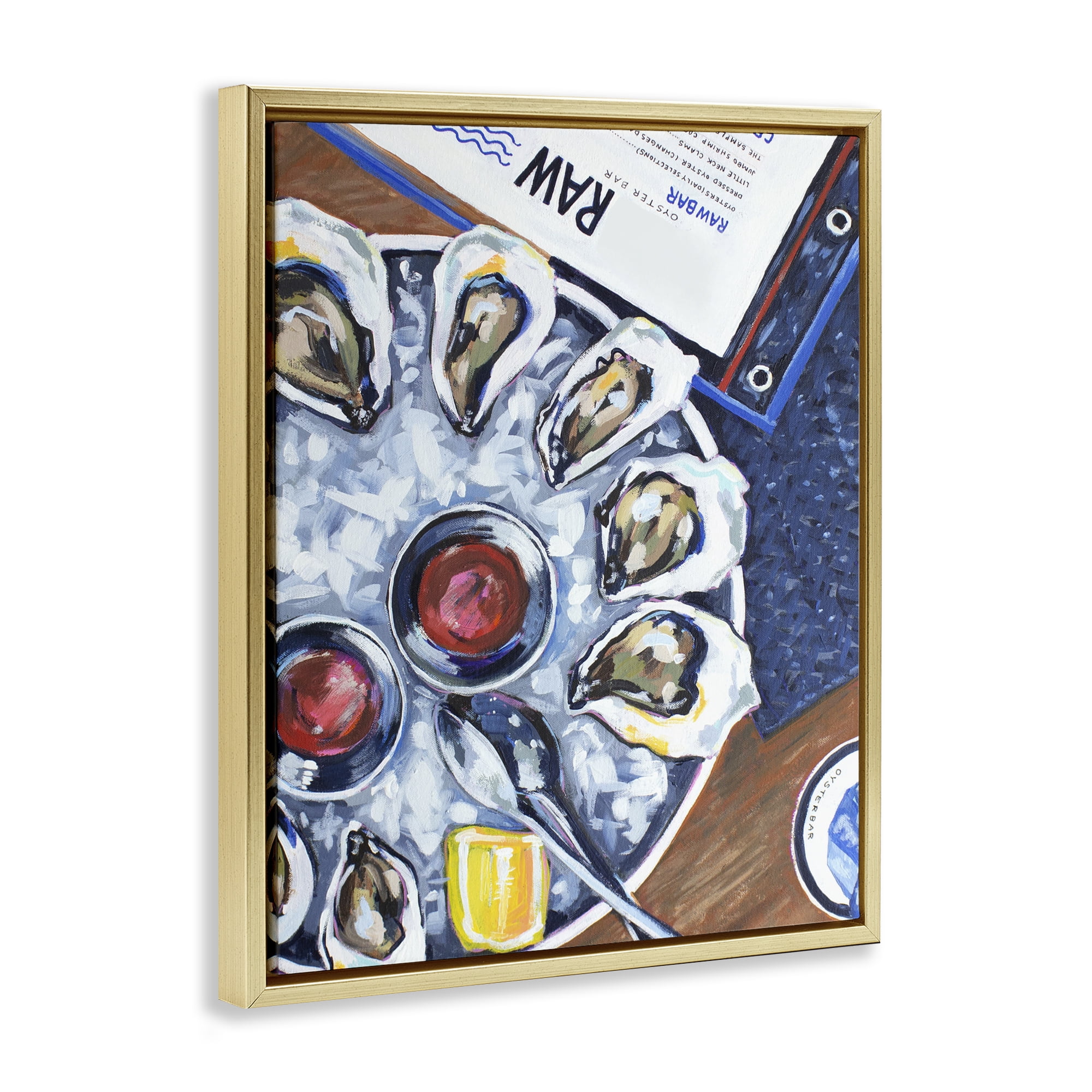 Stupell Industries Oysters on Ice Gold Framed Floater Canvas Wall Art, design by Rachel Nerney