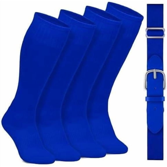 Gnodio 2 Pairs Baseball Socks and Belt Cotton Adjustable Youth Baseball Softball Socks Belt for Boys Girls