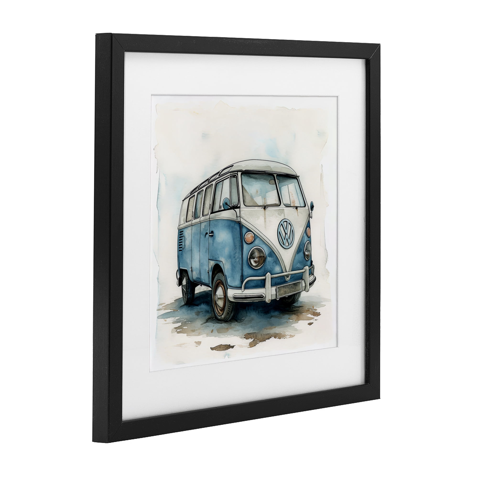 Stupell Industries Sky Blue Surf Van Black Framed Print Under Glass, design by Ray Powers