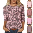 thumbnail image 5 of WREESH Women's 3/4 Sleeve T Shirts Valentine's Trendy Printed Blouses 2025 Spring Summer Casual Pullover Tops Pink, 5 of 5