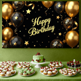 thumbnail image 7 of LUUFILx Happy 16th Birthday Backdrop Banner Gold Black Decorations Birthday Party Supplies Balloon Stars Photo Prop Background Photography, 7 of 7