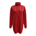 thumbnail image 3 of Ediodpoh Women Long Sleeved Round Neck Dress Knitted Pullover Sweater Dress for Women with Comfortable Fit Watermelon Red XL, 3 of 4