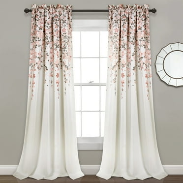 Weeping Flower Room Darkening Window Curtain Panels Blush/Gray 52X95 2 Set