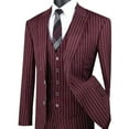 thumbnail image 2 of Men's 3-Piece Men's Gangster Stripes Single Breasted Suit w/1 Pair of Socks - Burgundy 48R, 2 of 3