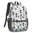 thumbnail image 2 of Police and Thief White Pattern 17" Waterproof Oxford School Backpacks for Teens, S-Shape Padded Straps, for School, Travel, Hiking, Camping, 2 of 4