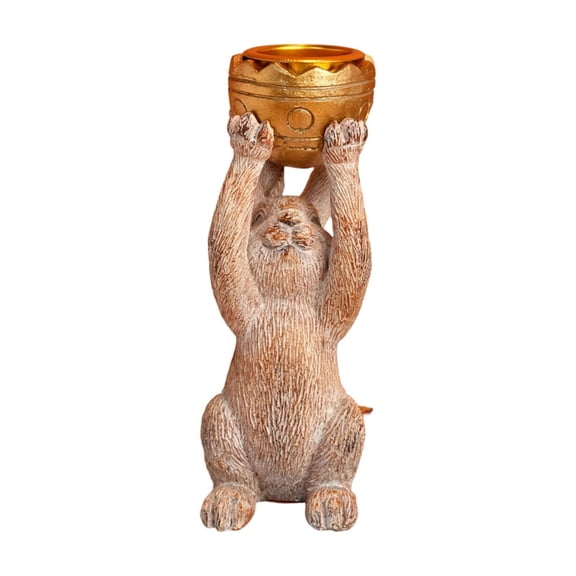 Easter Bunny Candlestick Decoration, Vintage Bunny Statue Tabletop Candle Holder, Vintage Table Centerpiece & Easter Gift Craft for Home Decor