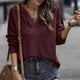 thumbnail image 4 of Puntoco-suéter de manga larga con cuello en V para mujer, blusa holgada, suéter de punto con capucha de Color sólido, liquidación de Navidad Puntoco Puntoco-3215, 4 of 5