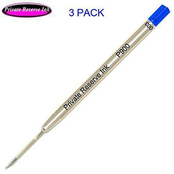 Private Reserve Ink P900 Parker Style Ballpoint Refill made by Schmidt - Blue, Medium, 3 Pack