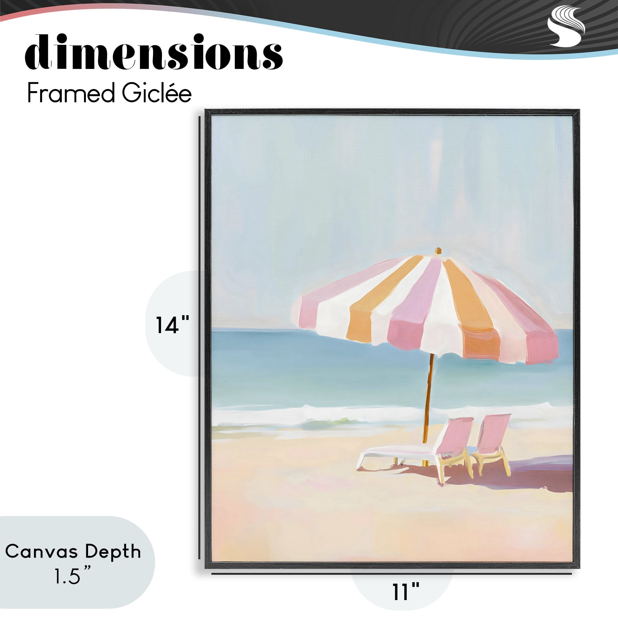 Stupell Industries Striped Umbrella & Chairs Black Framed Giclee Art, design by The Prints Vibe