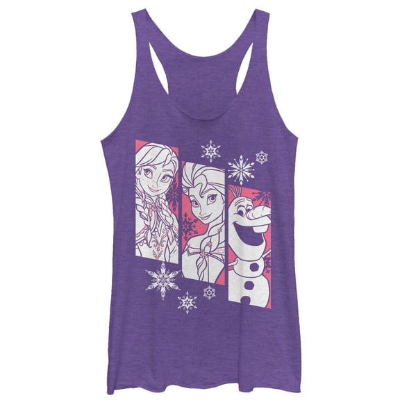 Women's Frozen Trio  Racerback Tank Top Purple Heather X Small