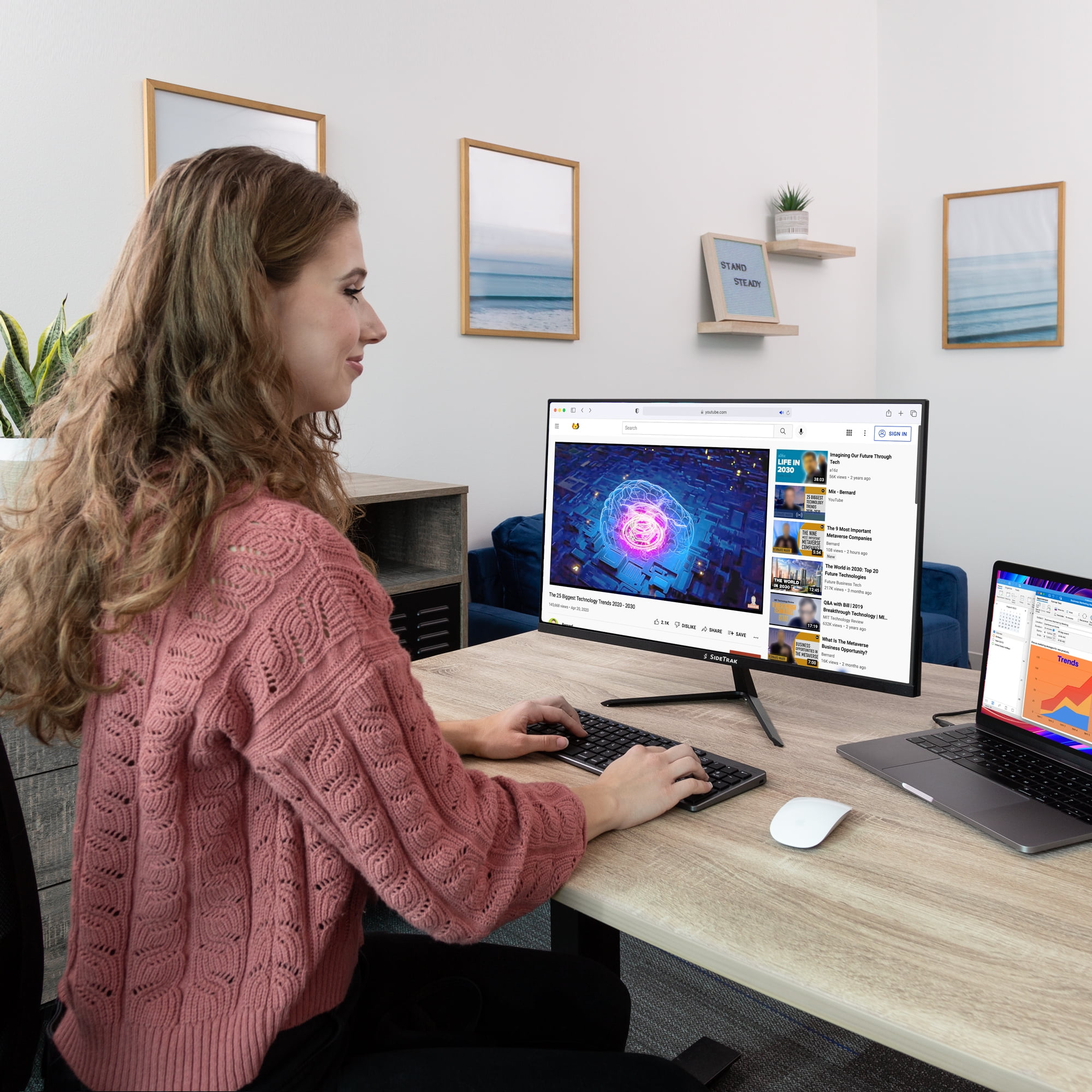 SideTrak Select Edgeless Desktop Computer Monitor 23.8インチHD 1080 p LED VA Matte Desktop Screen|60-75 Hzリフレッシュレート|HDMI、VGA|Certified SideTrak Select 23.8\"\" HD LED VA Desktop Monitor | 60-75Hz Refresh