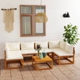 thumbnail image 1 of vidaXL 7 Piece Garden Lounge Set with Cushion Cream Solid Acacia Wood, 1 of 5