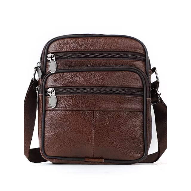 Bandolera de piel auténtica para hombre, diseño moderno