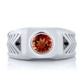 thumbnail image 2 of Gem Stone King Men's 925 Sterling Silver Red Garnet and Black Diamond Ring (1.63 Cttw, Gemstone Birthstone, Available in Size 7, 8, 9, 10, 11, 12, 13), 2 of 5