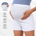 thumbnail image 5 of Bovxnpu Maternity Clothes For Women, Women's Maternity Jean Shorts Summer Distressed Denim Shorts, Woman Fashion Solid Color Elastic Waist Pockets Shorts Jeans, 5 of 6